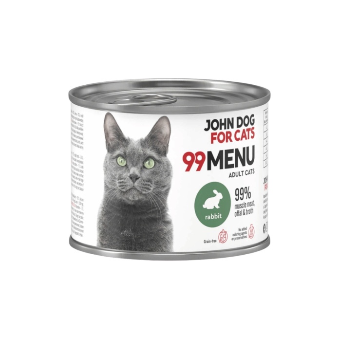 John Dog for Cats 99 Menu Królik 200 g - mokra karma dla dorosłych kotów z kurczakiem i królikiem